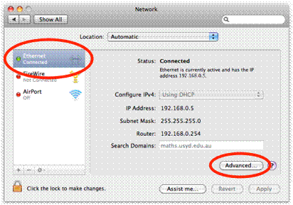 Choose your interface and click on Advanced...